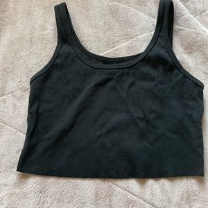 black cropped ribbed tank